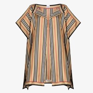 Burberry Icon Stripe Border Silk Cape